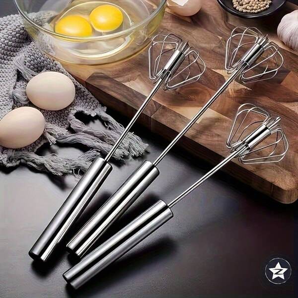 Edelstahl Handmixer mit Milchschäumer - multifunktionales Backzubehör, geeignet zum Aufschlagen von Sahne, Eiern, Kuchenteig - strapazierfähiger manueller Handmixer für den Hausgebrauch