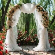 1pc White Sheer Transparent Mesh Netting, Decorative Fabric For Outdoor Wedding, Birthday Party, Floral Arch Decor, Perfect Holiday Party Decor To Create A Romantic Ambiance, Suitable For Various Occasions Like Diwali, Eid, Thanksgiving, Graduation Ceremony, Home Decor, Room Styling, Retirement/Housewarming Parties. The Pure White Sheer Mesh Netting Can Also Be Used As Photography Backdrop And Stage Decoration. - White - View 9