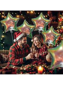 5pcs/Set 18-Inch Rainbow Star Shaped Foil Balloons - Transparent Pastel Colors, Suitable For Valentine's Day, Wedding, Birthday, Anniversary And Party Decoration, Celebration Events | Rainbow Decorations | Reflective Surface, Birthday Balloons