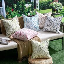 2pcs Botanical Bohemian Style Outdoor Waterproof Throw Pillow Covers - Water Blue - View 6