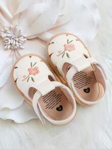 Infant Toddler Infant Girls PU Leather Soft Open Toe Summer Sandals Flower Princess Flat Shoes - White - View 13