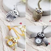 Montre collier vintage de mode en alliage rétro en forme de hibou pour hommes et femmes, cadeau d'anniversaire