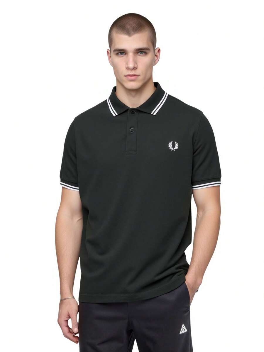 FRED PERRY POLO MC TWIN TIPPED - 黑色 - 查看 1