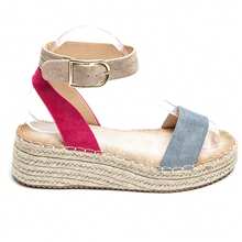 Cross-Strap Platform Sandals With Ankle Buckle – Modern Summer Style - Blue - View 4