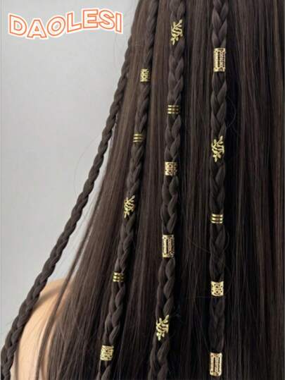 80/40/10pcs Retro Creative Hair Accessories Braided Gold Hairband Iron Alloy High-Quality Hair Accessories, Multi-Style Hair Bands Adjustable Hair Beads Braided Loc Hair Accessories For Valentine's Day, Mother's Day, Anniversary Dress.