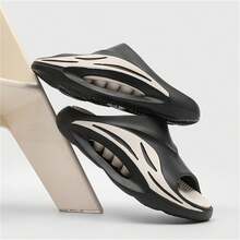 Summer Fashion Men Sport Slippers, Anti-Slip Thick EVA Cushion Unisex Flip Flops, Casual Beach Travel Water Shoes - Suitable For Both Men And Women - Black and White - View 2