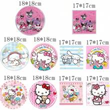 Sanrio 40Packs Hello Kitty, Cinnamoroll And Kuromi Birthday Party Supplies Include 20PCS 7inch Plates, 20 Napkins For The Party Decoration