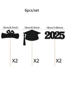 6pcs 2025 Graduation Party Decoration Flower Vase Inserts, Class Of 2025 Congrats Grad Graduation Party Decor, DIY Flower Vase Inserts And Cake Card Inserts Decorative, Graduation Party Favor, Graduation Season Vase Decoration, Home Decor, Table Decorations, Photography Props Background Decoration, Graduation Gifts - 6pcs - View 10