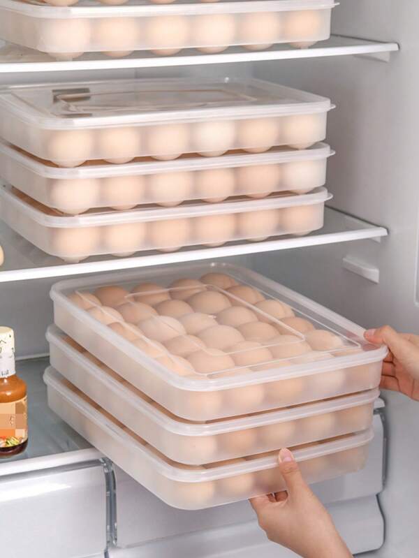 Large Capacity Storage Box For 30 Eggs, PP Material, Transparent Fresh-Keeping Egg Storage Box, Deep Groove For Placement, Keeps The Refrigerator Clean And Tidy, A Good Helper For Home Kitchen Storage.