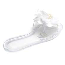 Summer Flat-Soled Flip-Flops With Decorative Flower - Transparent - View 4