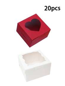 [10件/20件/30件] Ins风格蛋糕盒、烘焙甜品盒、家庭烘焙包装盒、迷你纸杯蛋糕盒、简易蛋糕盒、布朗尼蛋糕盒、纸板蛋糕盒、透明波浪展示窗纸杯蛋糕盒、派对蛋糕盒、奶油蛋糕盒