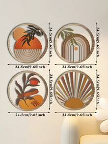 4件/8件木制壁挂艺术，波西米亚风格壁挂艺术，农民客厅和卧室的家居装饰，乡村庭院壁挂装饰，墙壁装饰，圣诞礼物。