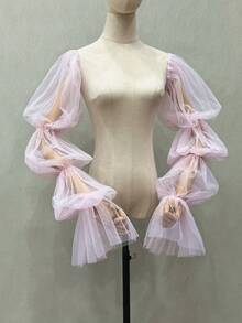 1 cái Tay áo bong bóng lưới màu trắng có 2 dây thun và 4 lớp Vỏ tay áo cưới màu đen cho Halloween Ngày lễ tình nhân Phụ kiện mùa thu - trắng - Xem 19