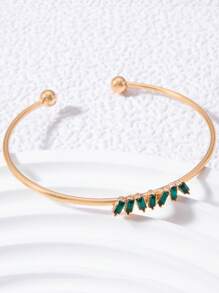 1pc Minimalist Petal Open Bangle Bracelet, Elegant Floral Design, Fashion Accessory Suitable For Women Everyday And Holiday Wear