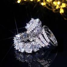 A Pair Of Fashionable Square Geometric Ring Sets For Women, Niche, Exquisite And Minimalist Design, Suitable For Daily Wear - 白色 - 查看 2