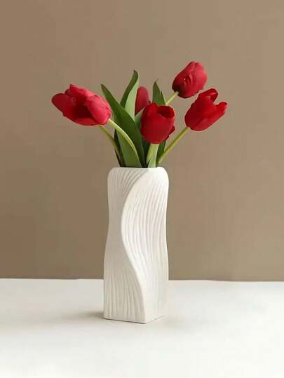 1pc Unbreakable Plastic Flower Vase, Ideal Living Room TV Cabinet, Home Tabletop. Potted Plants, Fresh Flowers, Dried Bloemen Arrangements. Perfect Accessory Weddings, Parties, Office Desks, Computer Tables. Pairing Artificial Flowers Vases To Meet Diverse ative Needs (Vase Only) Birthday Graduation Glass Vase view 5