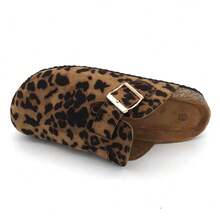 Open-Toe Comfortable Wooden Clogs With Adjustable Buckle And Ergonomic Insole - LEOPARD - View 5