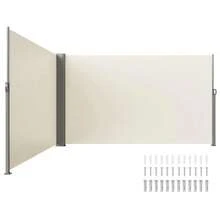 Retractable Patio Screen 63 Inch Tall 236 Inch Wide Outdoor Partition Wall And Gate For Garden And Deck Use - Beige - View 1