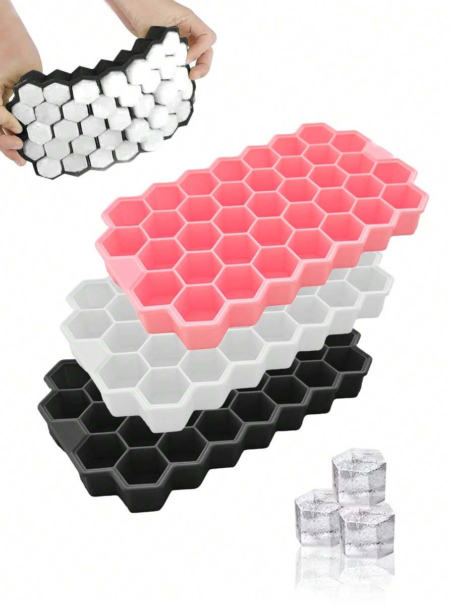 1pc 37-Grid Honeycomb Ice Cube Tray, Silicone Ice Cube Mold With Easy Release For Home Use - Multicolor - View 1