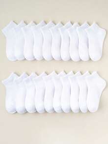 5/20/30 Pairs Children Summer Thin Mesh Socks, Pure White Lace Rim Seamless Socks For Students - White - View 18