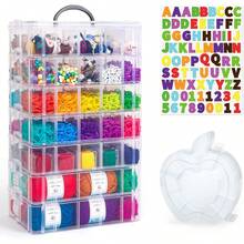7 capas Contenedor de almacenamiento apilable, 70 compartimentos ajustables (Blanco) Perfecto para juguetes de niños, manualidades, joyas, suministros, incluye mini y pegatinas de letras - Blanco - Ver 3
