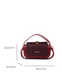 Women's Fashionable Box-Shaped Crossbody Handbag, Elegant Minimalist Design, Versatile, Large Capacity, Burgundy, Fashionable Burgundy Bag , Red Bag , Burgundy Bag - Burgundy - View 8