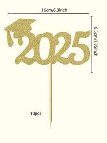 1 件/10 件毕业帽 2025 纸质蛋糕装饰，祝贺 2025 届毕业派对蛋糕装饰品