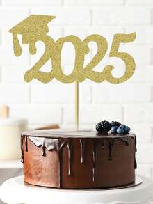 1 件/10 件毕业帽 2025 纸质蛋糕装饰，祝贺 2025 届毕业派对蛋糕装饰品