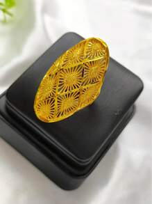 1 Stück modischer Damen Ring aus goldfarbenem Kupferüberzug in Form von Weizenähre und Blatt, verstellbar, geeignet für den Zeigefinger, als Braut Hochzeit Partykleid Accessoire, Muttertags-, Feiertagsgeschenk, für Naher Osten, Dubai, Afrika
