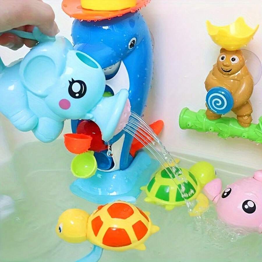 Kids Elephant Watering Pot Pool Toy Cartoon Plastic Kettle Bath Shower Tool Bathroom Toy For Children Summer Bath Sprinkler(Some Part Rondom Color) - Blue - View 1