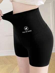 Pantalones cortos de mujer para verano, de longitud 3/4, con control de abdomen, estampado de tiburón, sin costuras y opacos, aptos para uso en exteriores