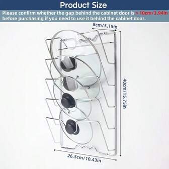 1 st Slitstark metall hängande kruka lock Organizer, flerskikts väggmonterad köksförvaring för krukor och lock, platsbesparande kökstillbehör för hem- och restaurangbruk