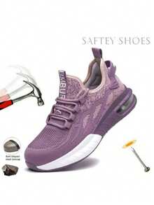 بوت نسائية خفيفة الوزن، بوت بنقاط حماية معدنية، بوت رياضية خارجية، بوت نسائية للتنزه، مقاومة للتحطم والثقب، بوت عمل خارجية، بوت حماية عمل للبناء والمصانع والمستودعات، بوت عمل مقاومة للاصطدام - وردي - مشاهدة 2