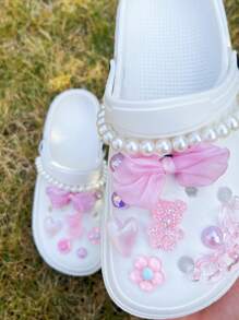 18 sztuk zawieszek DIY ozdoba sandałowa, zawiera łańcuszek ze sztucznych pereł, satynową kokardę, kolorowe klipsy niedźwiedzia - wspaniały prezent świąteczny