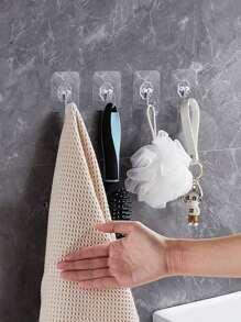 AOMEES Adhesive Hooks Heavy Duty Wall Hooks 8kg (Max) Self Adhesive Hook 12pcs, Kitchen Hooks, Bathroom Hooks, Door Hooks, Hanging With Kitchen Utensils, Towe, Key, Cups And More