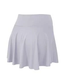 1pc Women Plus Size Sports Skirt, High Waist Workout Running Tennis Skirt, Casual Fashion Pocket Decor Skort - Mauve Purple - View 4