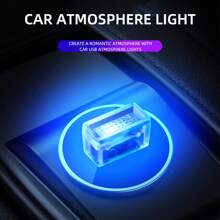4 Peças Luz Ambiente de Carro LED USB Mini Colorida, Luz Decorativa de Atmosfera, Luz de Emergência, Acessórios Automotivos
