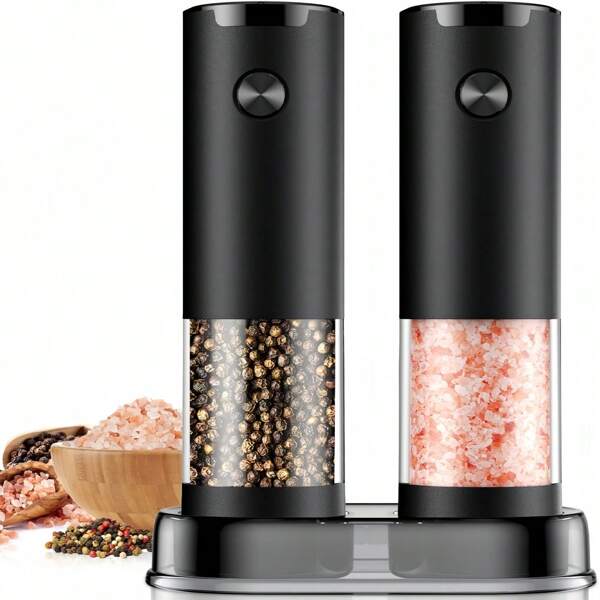 1pc Electric Salt And Pepper Grinder Set, Battery Style, Adjustable Thickness, Easy To Fill, Upgraded Large Capacity With LED Light, Kitchen Seasoning Grinder