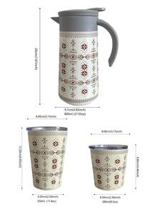 1pc 800ml Romantic Bohemian Style Double-Wall Stainless Steel Insulated Carafe, Coffee Pot, Tea Kettle, Water Pitcher, Suitable For Camping, Gatherings, Home, Office, Outdoor, School, Holiday & Birthday Gifts - Multicolor - View 2