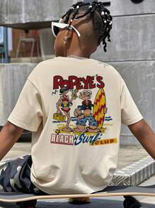 1pc Casual Printed Round Neck Short Sleeve T-Shirt For Older Boys, Summer Student Youth Apparel - An Eye-Catching T-Shirt That Brings Joy And Happiness To Every Child!