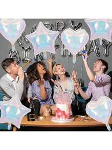 5pcs/Set 18-Inch Rainbow Star Shaped Foil Balloons - Transparent Pastel Colors, Suitable For Valentine's Day, Wedding, Birthday, Anniversary And Party Decoration, Celebration Events | Rainbow Decorations | Reflective Surface, Birthday Balloons