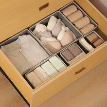 Underwear Drawer Storage Box, Foldable Fabric Wardrobe Organizer And Storage Space, Multi-Purpose Storage Space For Organizing Wardrobes, Vanity Drawer Partition Suitable For Baby Clothes, Bras, Scarves, Belts, Ties - Light Grey - View 4