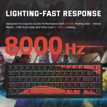 X68PRO HE 60% Wireless Rapid Trigger Gaming Keyboard With Adjustable Actuation,8K Polling Rate,Hall Effect Magnetic Switch,Hot-Swap,RGB Backlit,BT/2.4GHz/Wired - 彩色 - 查看 4