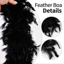 2pcs 1920s Girl Feather Boas And Headband Sets, Made Of Chicken Feathers, No Electricity, DIY Crafts, Wedding, Party Dress Accessories