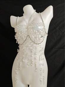 Unisex Sexy Acrylic Crystal Sequin Hollow Pendant Body Chain Necklace, For Women And Men, Suitable For Club, Party, Hotel, Carnival, Couples - 彩色 - 查看 6