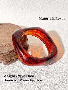 1 件波西米亚风格彩色不对称亚克力树脂粗手镯、扎染时尚个性化腕带、哥特式几何串饰手链、情侣珠宝礼物 - 不規則方形手鐲 - 查看 13