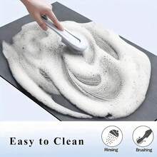 1pc Quick Drying Anti-Slip Bathroom Mat - Absorbent Polyester Bathroom Carpet With Rubber Backing, Black And White Home Decor, Making Bathing Enjoyable, Quick Drying Carpet | Fashionable Floor Mat | Rubber Base Mat, Bathroom Mat Home Bathroom Decor Bath Rug Outdoor Rug Door Mat Fall Decor Bathroom Accessories Back To School Entryway Decor - Multicolor - View 12