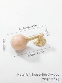 2 Peças Puxador de Madeira de Nogueira Chinesa Retrô com Base de Latão, Puxador Redondo Pequeno Vintage para Móveis de Armário e Gaveta