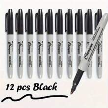 5/6/10/12pcs Fine Tip Black Permanent Marker Pens - Quick Dry, Smudge-Proof, Waterproof Ink, Medium Point - Great For Office, School & Craft Projects Back To School