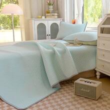 3pcs Solid Color Simple & Comfortable Ice Cornberry Mattress Pad & Bedsheet Set - Pastel Green - View 9